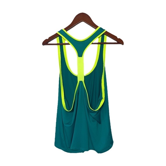 Blue Racer Back Tank Top with Yellow Detail - Picture 2 of 3